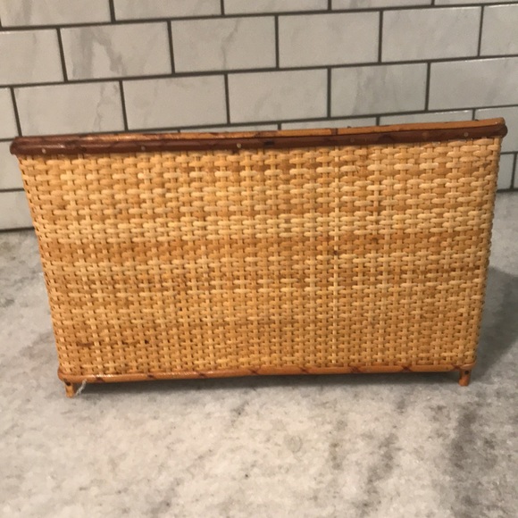 Vintage Wicker Rattan Desk Organizer Mid Century Bohemian Minimalist Space Saver - Picture 4 of 8